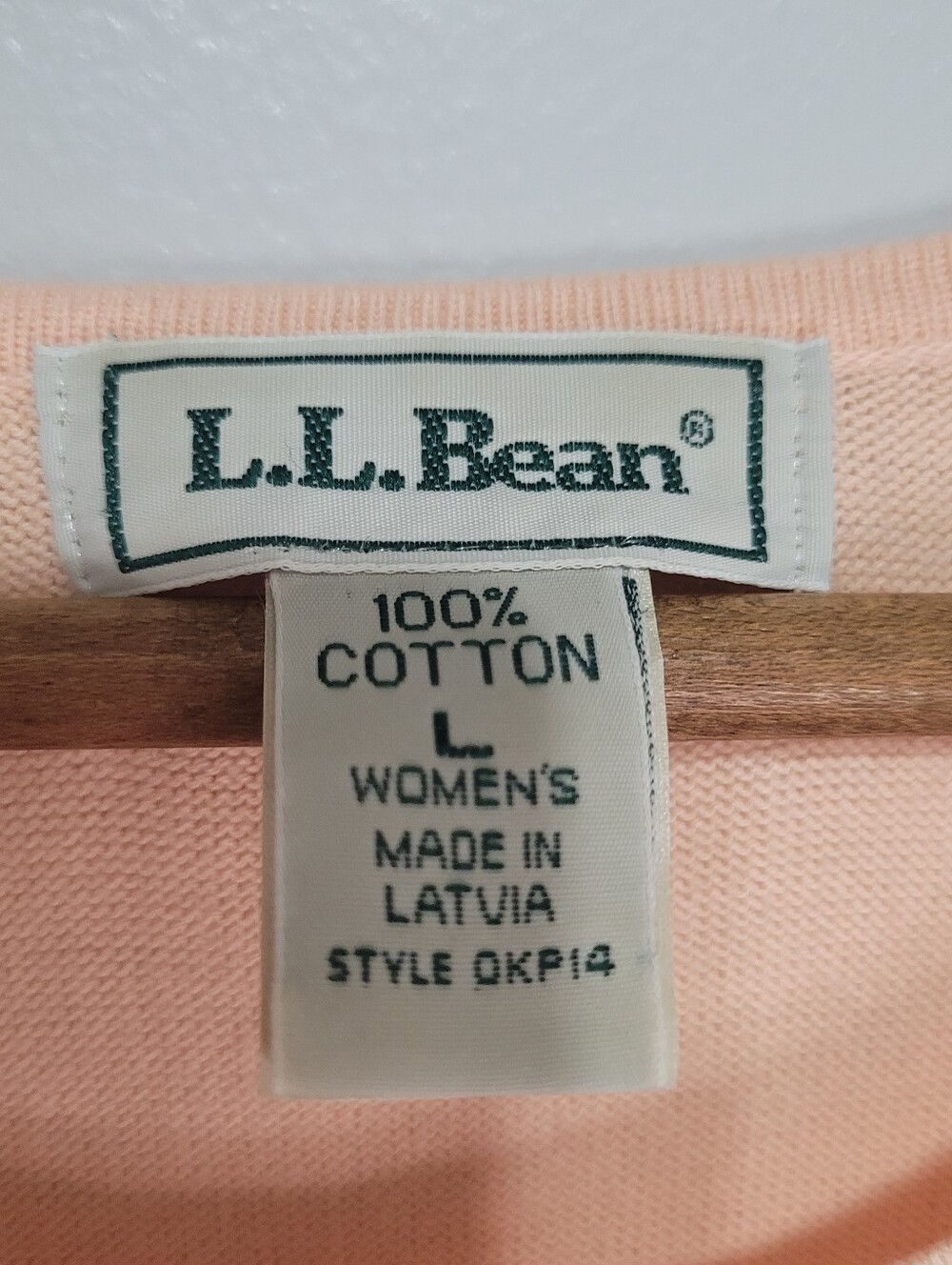 LL Bean Vintage Sleeveless Cotton Knit Tank Top Peach Size L Gorpcore Lite Soft - Picture 6 of 9